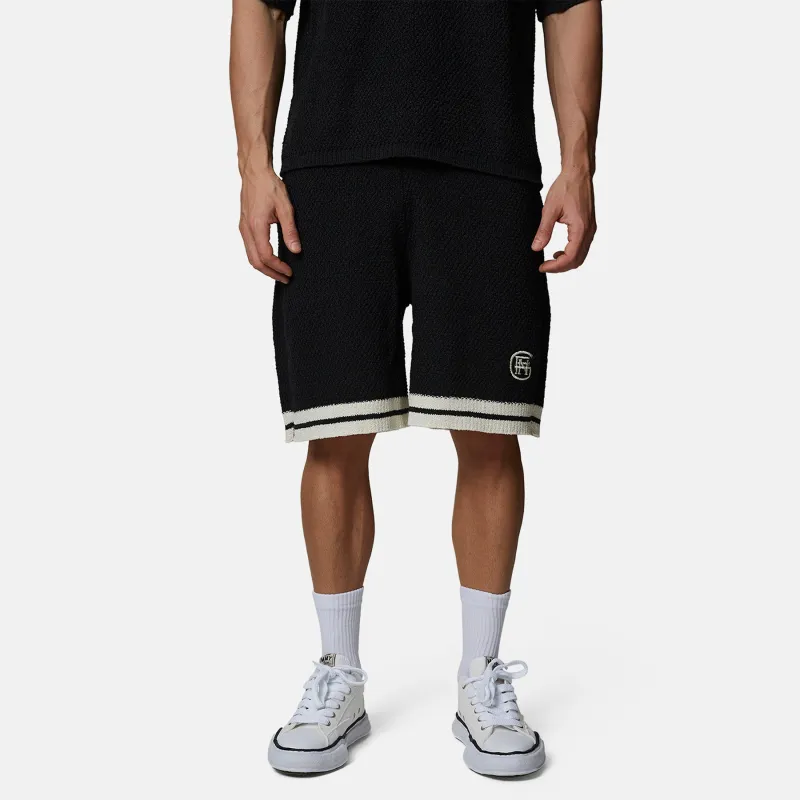 Knitted Black Baggy Monogram Jersey Short made by Good For Nothing Clothing