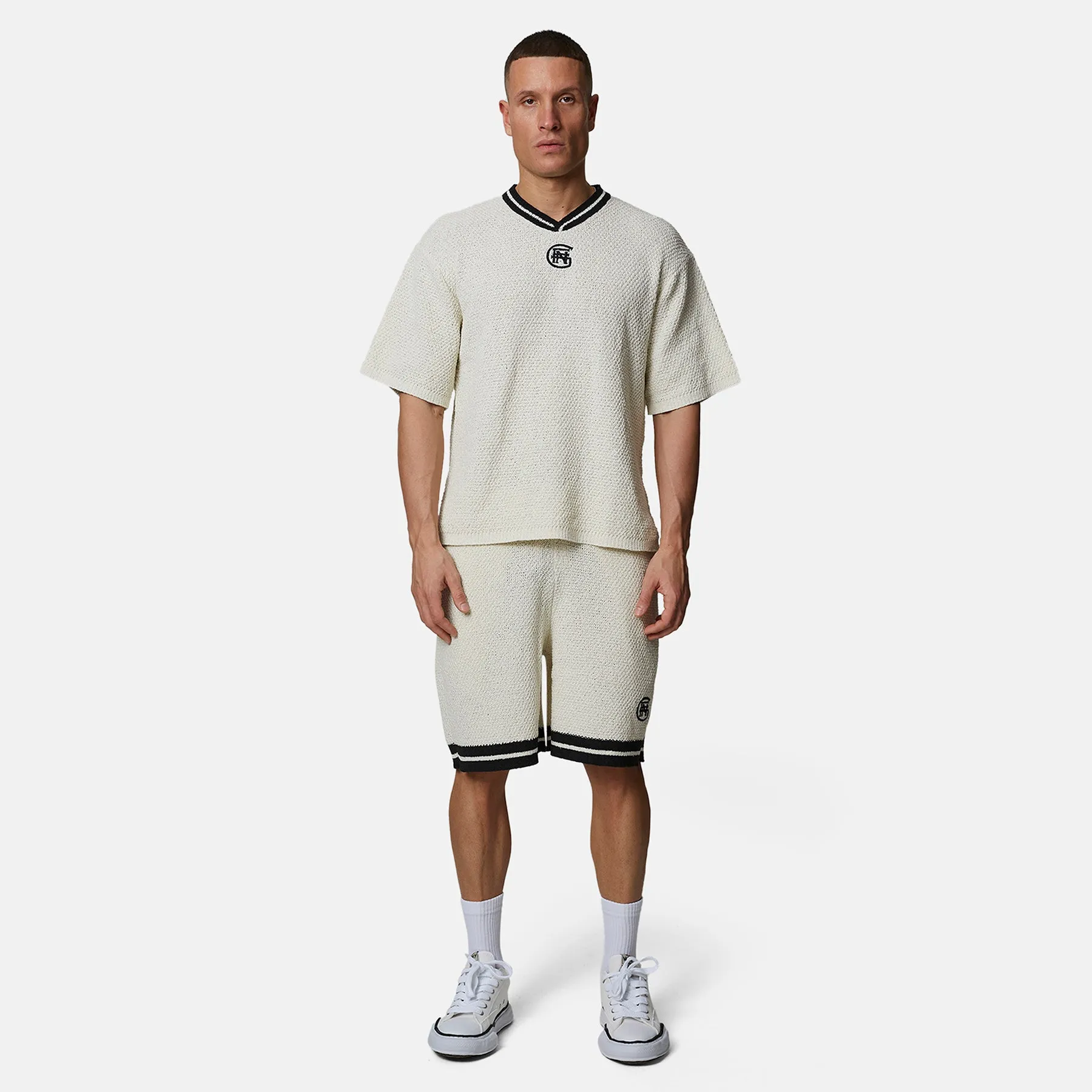 Knitted Cream Boxy Monogram Jersey Tee sold by Good for Nothing product image thumbnail 4