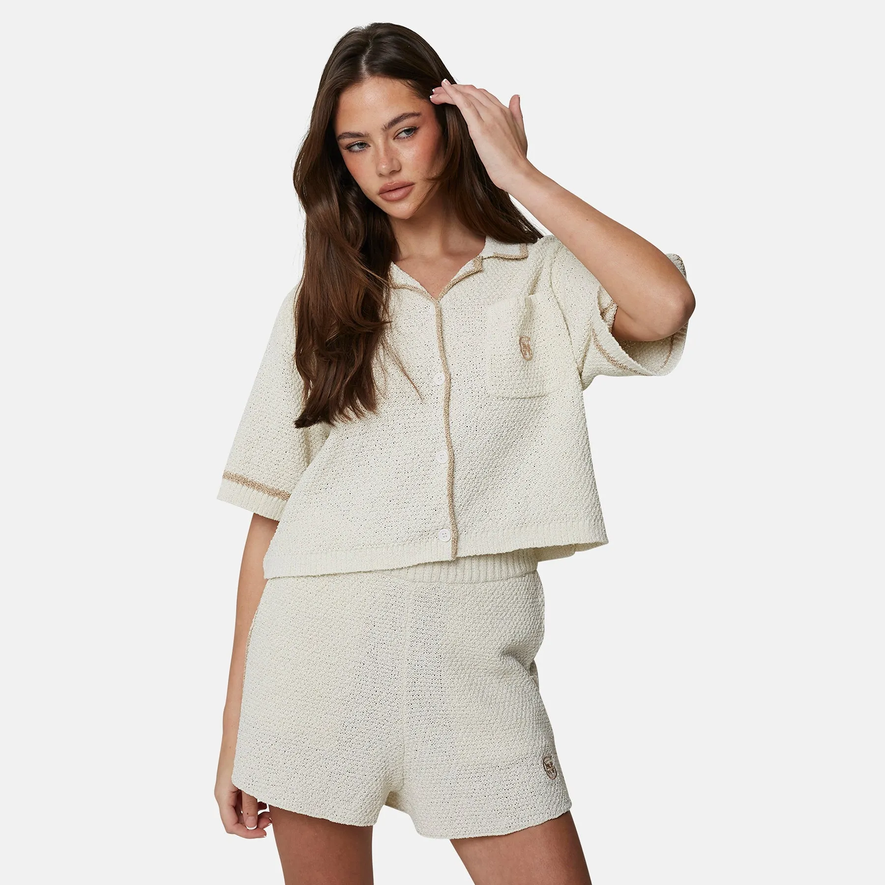 Knitted Monogram Cropped Cream Shirt sold by Good for Nothing product image thumbnail 5