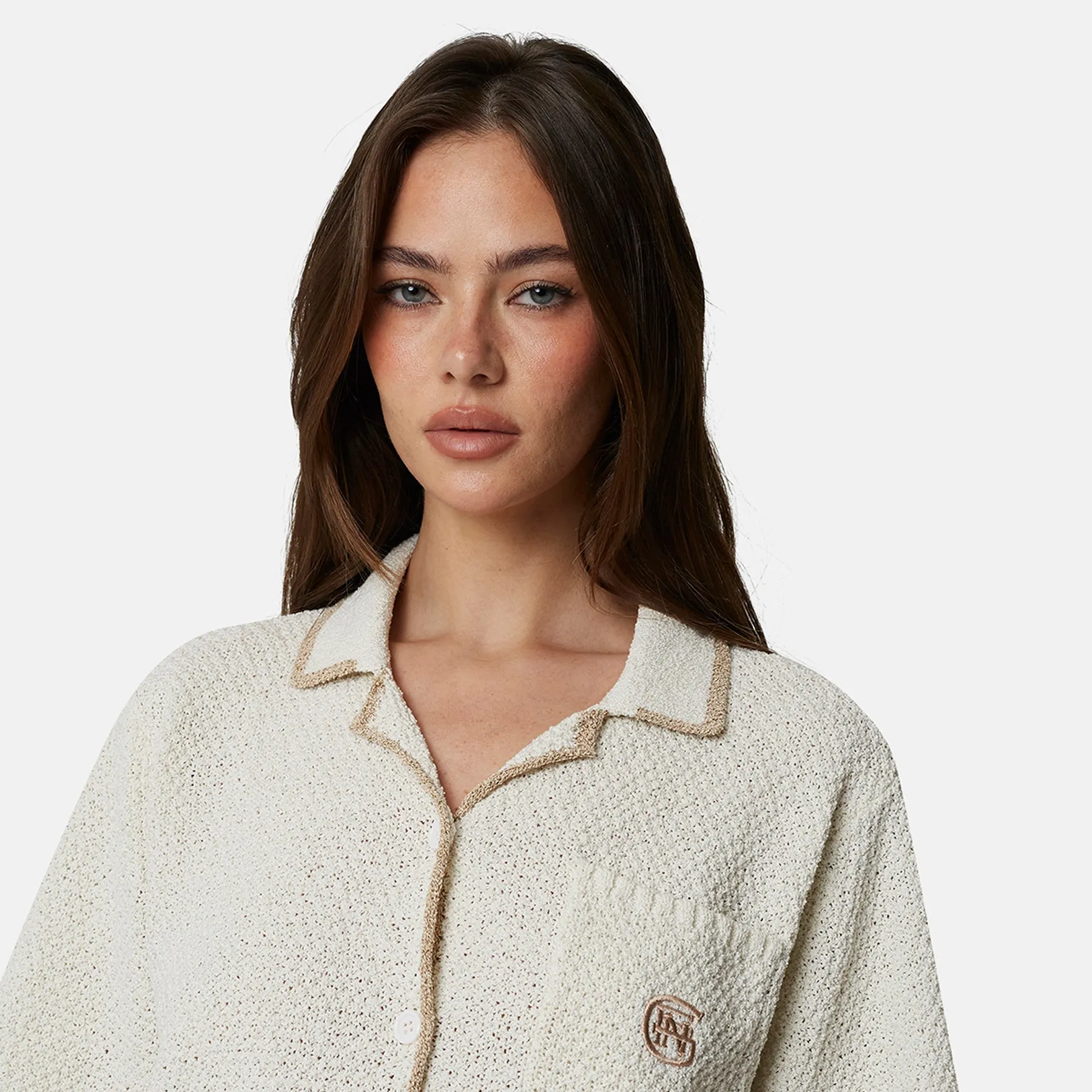 Knitted Monogram Cropped Cream Shirt sold by Good for Nothing product image thumbnail 4