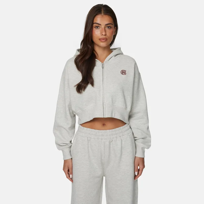 Monogram Grey Marl Zip Hoodie made by Good For Nothing Clothing
