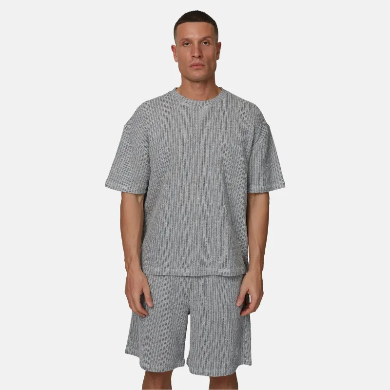 Knitted Monogram Relaxed Boxy Grey T-shirt made by Good For Nothing Clothing