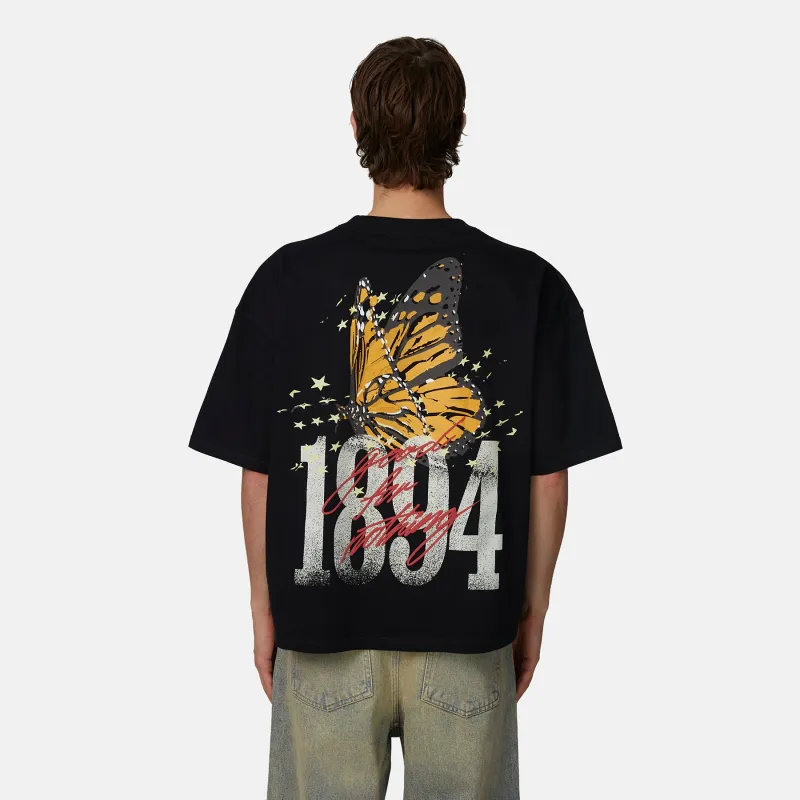 Soaring Butterfly Relaxed Black T-shirt made by Good For Nothing Clothing