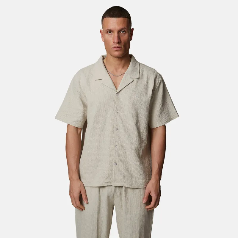 Seersucker Monogram Cream Shirt made by Good For Nothing Clothing