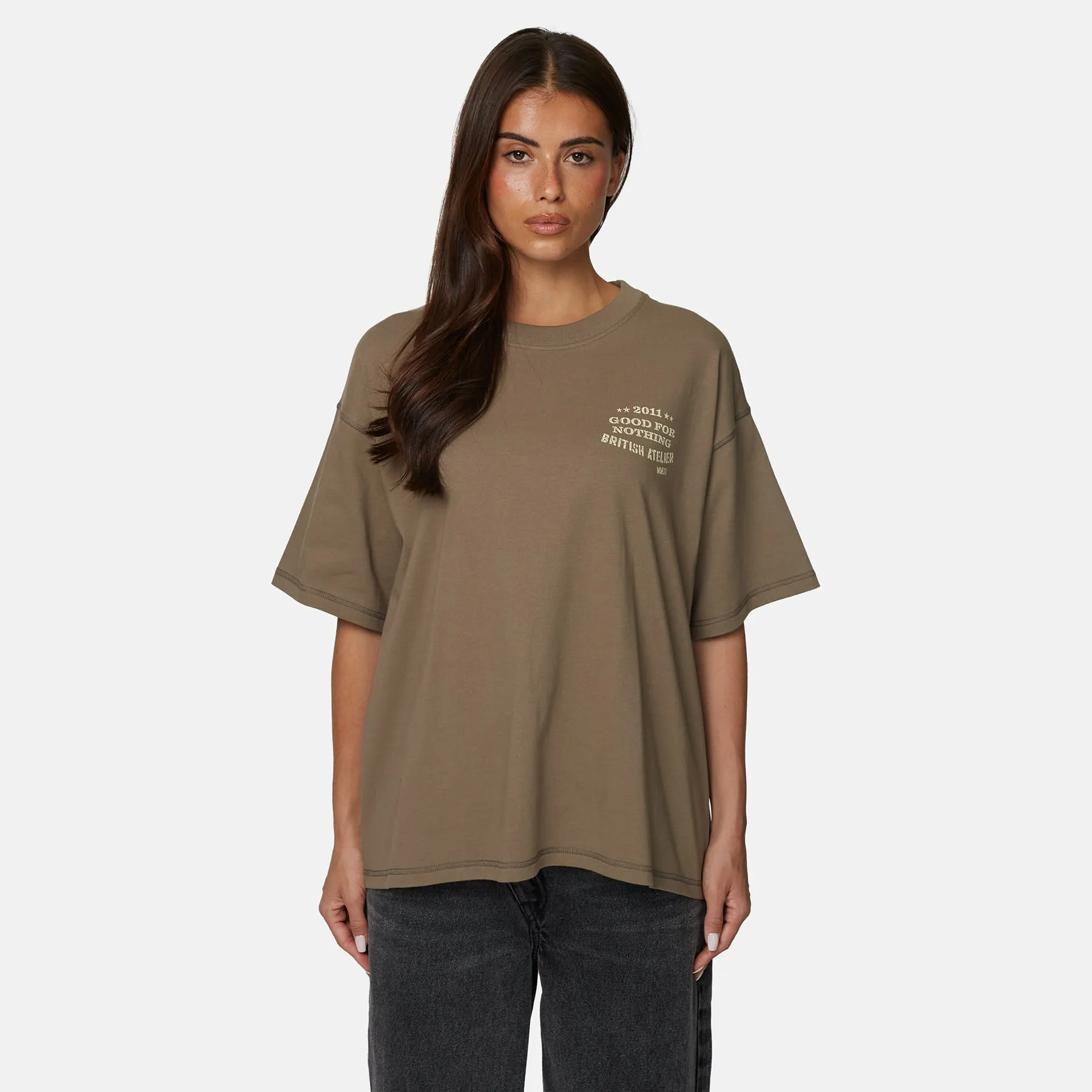 Icarus Oversized Washed Taupe T-shirt sold by Good for Nothing product image thumbnail 2