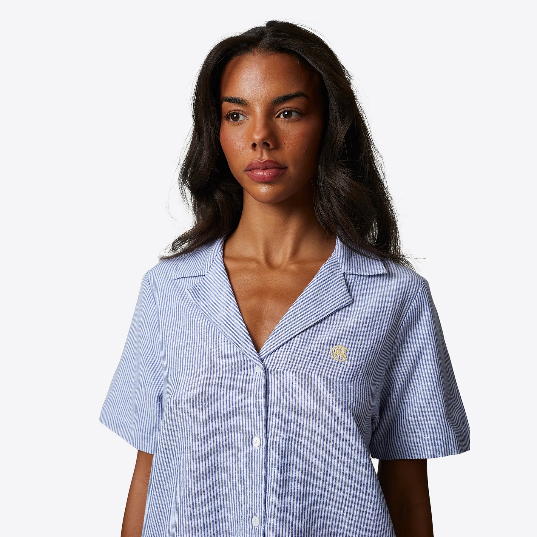 Pinstripe Blue Monogram Shirt sold by Good for Nothing product image thumbnail 4