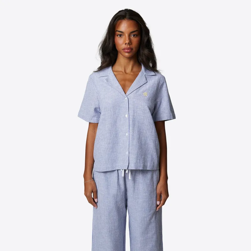 Pinstripe Blue Monogram Shirt made by Good For Nothing Clothing