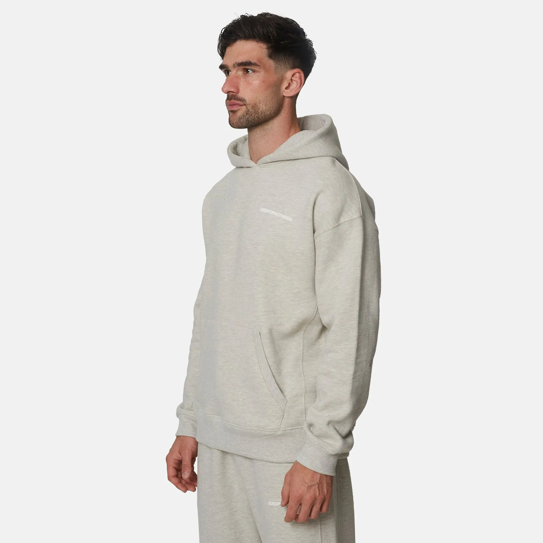 Essential Oat Grey Marl Oversized Fit Pullover Hoodie sold by Good for Nothing product image thumbnail 2