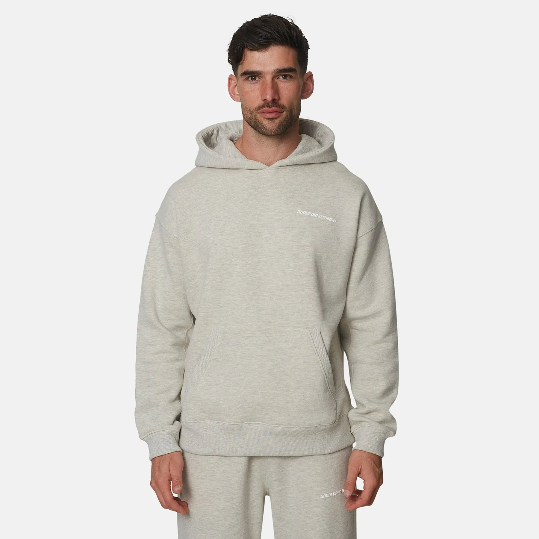 Essential Oat Grey Marl Oversized Fit Pullover Hoodie sold by Good for Nothing