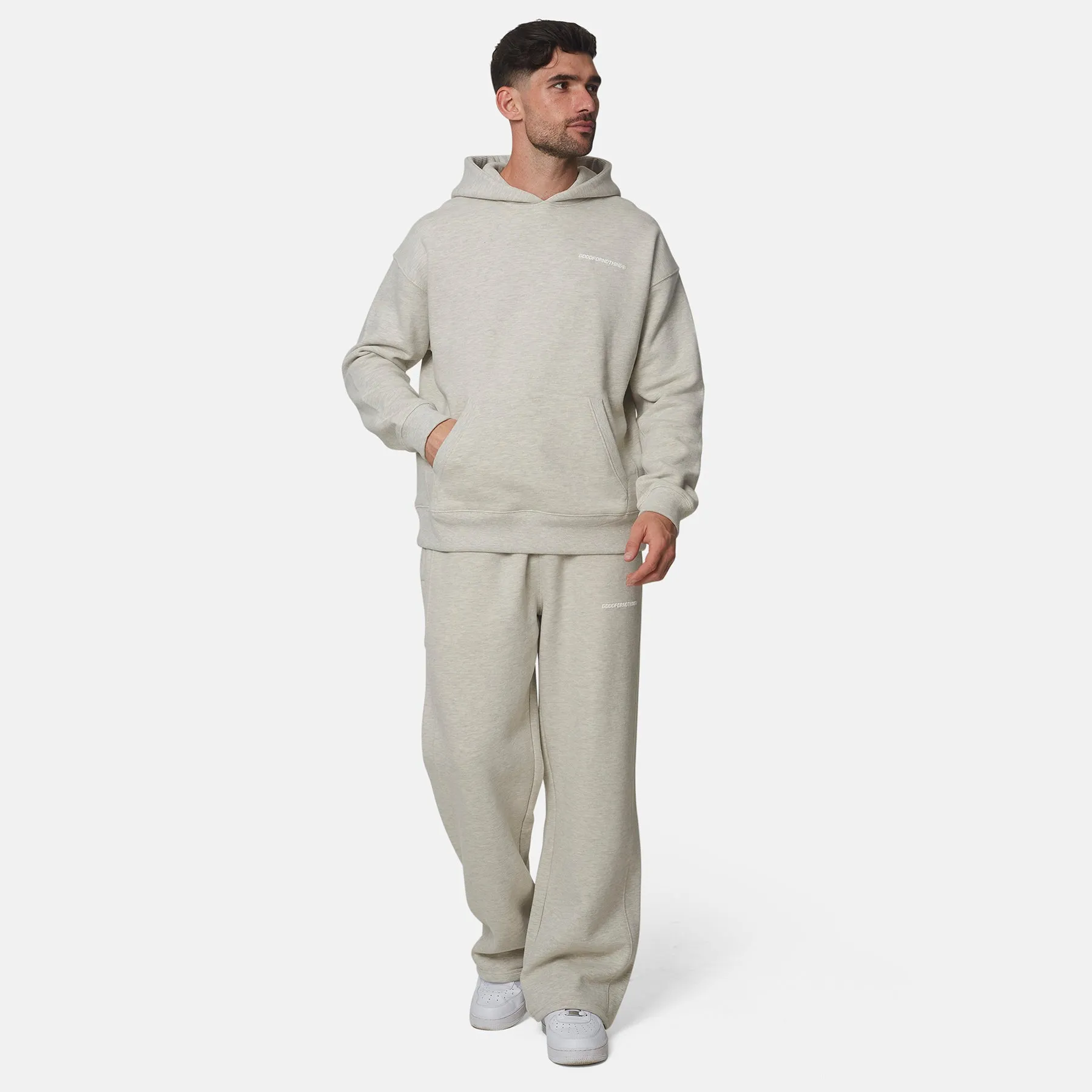 Essential Oat Grey Marl Oversized Fit Pullover Hoodie sold by Good for Nothing product image thumbnail 5