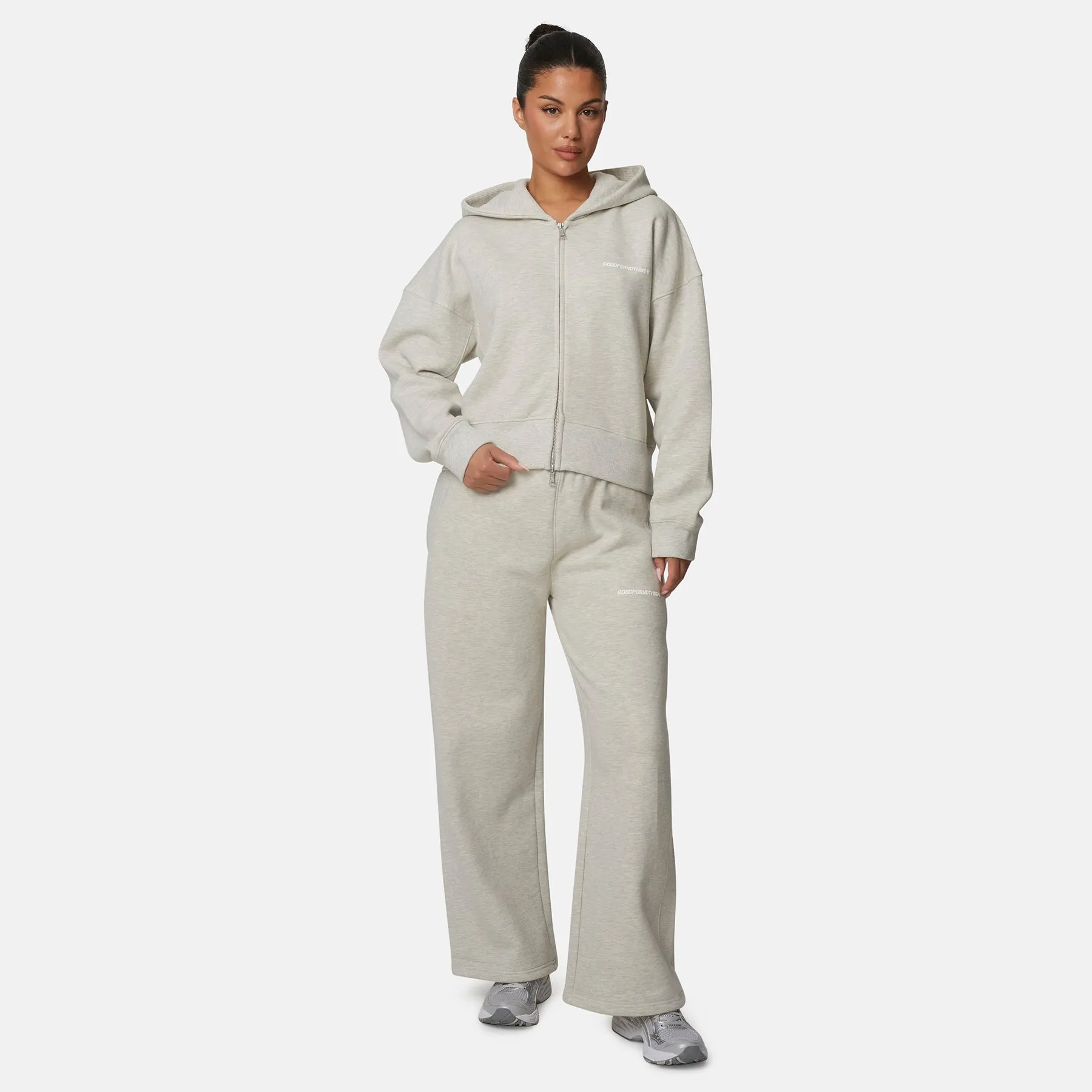 Essential Oat Grey Marl Boxy Fit Zip Hoodie sold by Good for Nothing product image thumbnail 5