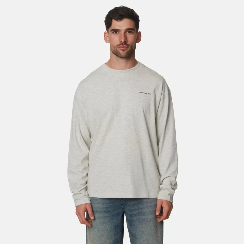 Oat Grey Marl Oversized Italics Long Sleeve Tee made by Good For Nothing Clothing