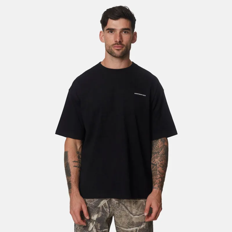 Black Oversized Italics Short Sleeve Tee made by Good For Nothing Clothing