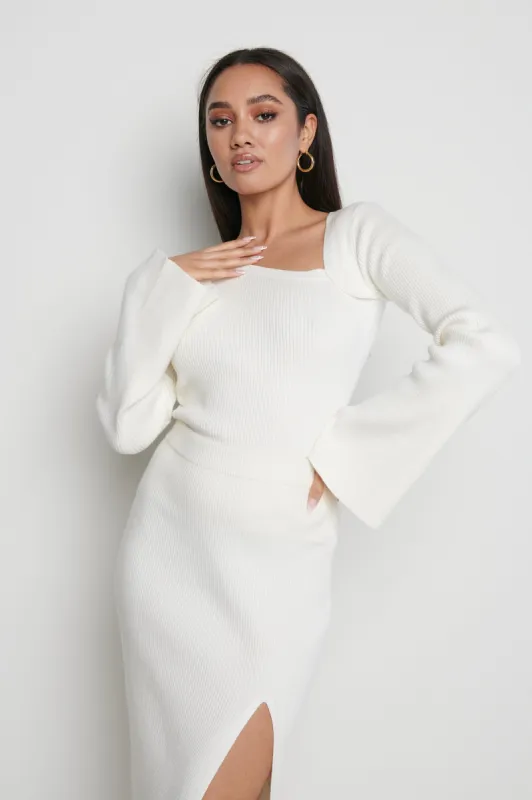 Blythe Cut Out Knit Top - Cream sold by Pretty Lavish