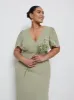 Edie Chiffon Maxi Bridesmaid Dress Curve - Olive sold by Pretty Lavish