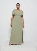 Edie Chiffon Maxi Bridesmaid Dress Curve - Olive sold by Pretty Lavish