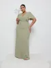 Edie Chiffon Maxi Bridesmaid Dress Curve - Olive sold by Pretty Lavish