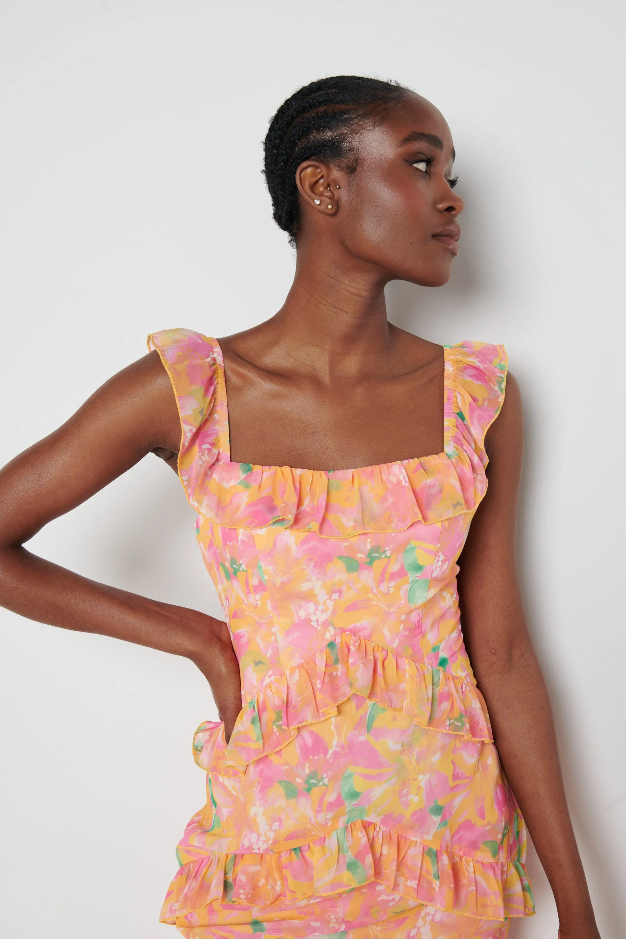 Cecile Maxi Dress - Orange and Pink Floral sold by Pretty Lavish product image thumbnail 2