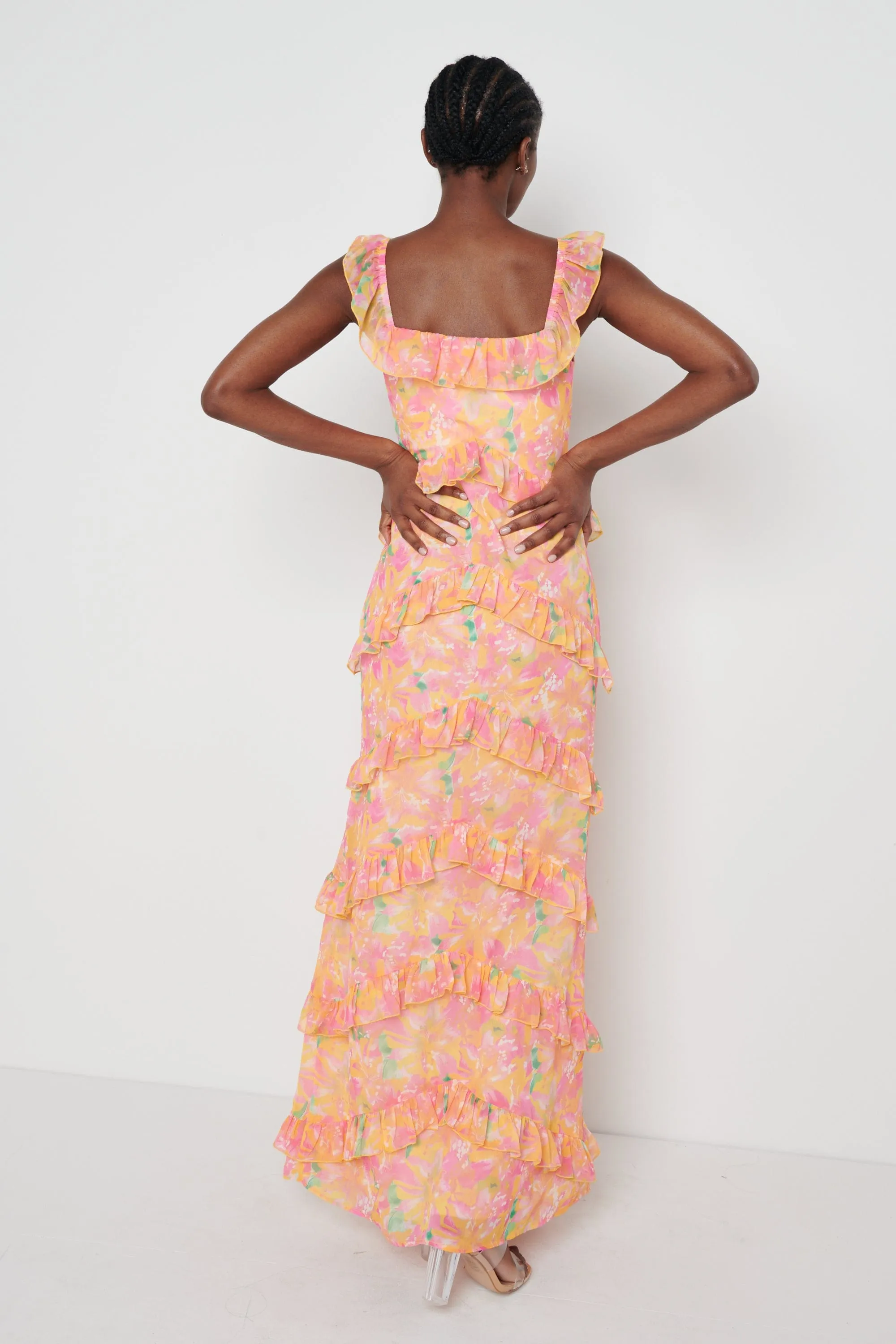 Cecile Maxi Dress - Orange and Pink Floral sold by Pretty Lavish product image thumbnail 4
