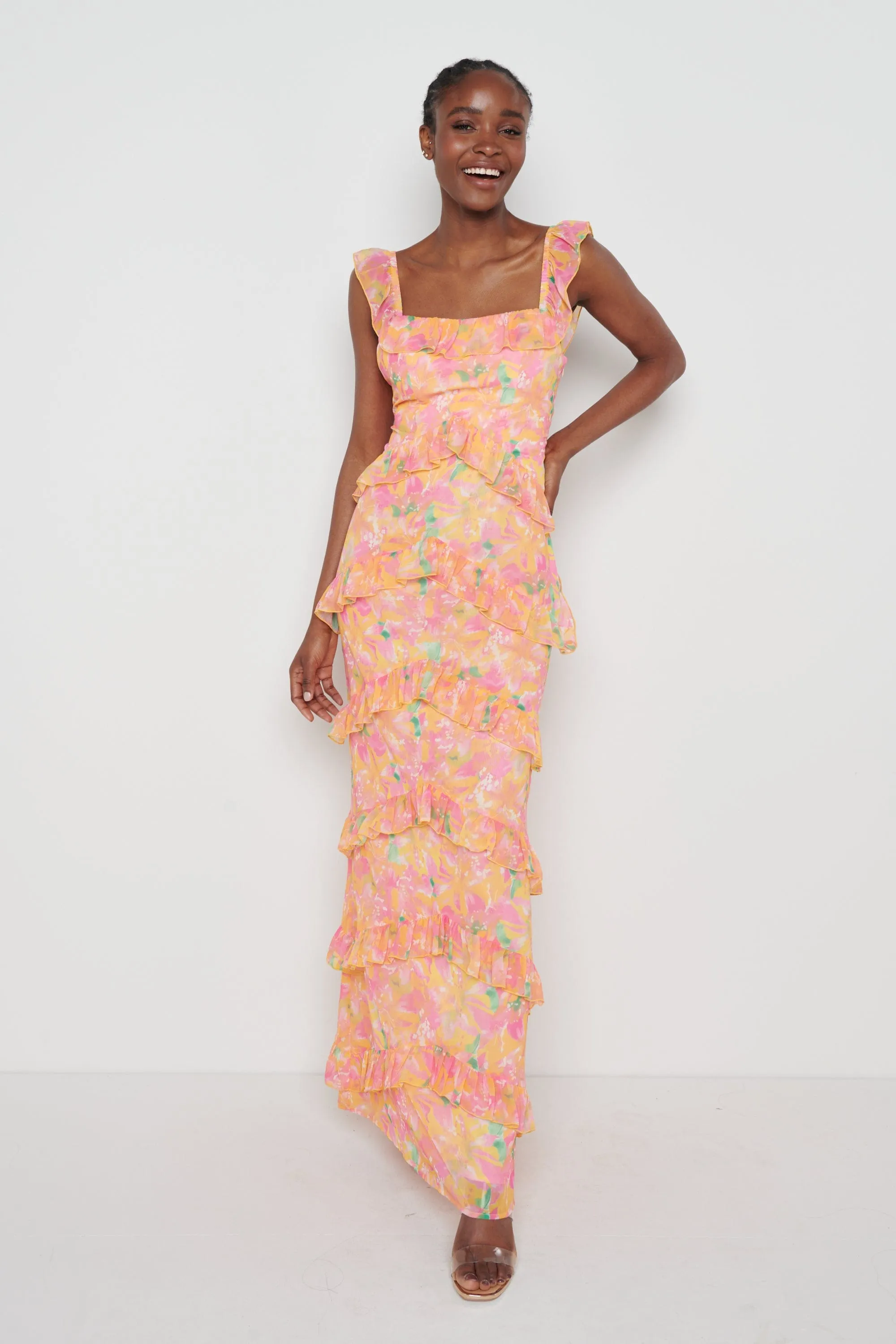 Cecile Maxi Dress - Orange and Pink Floral sold by Pretty Lavish product image thumbnail 3