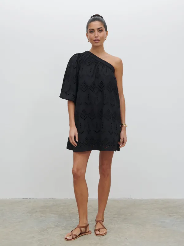 Fawn Broderie Mini Dress - Black sold by Pretty Lavish