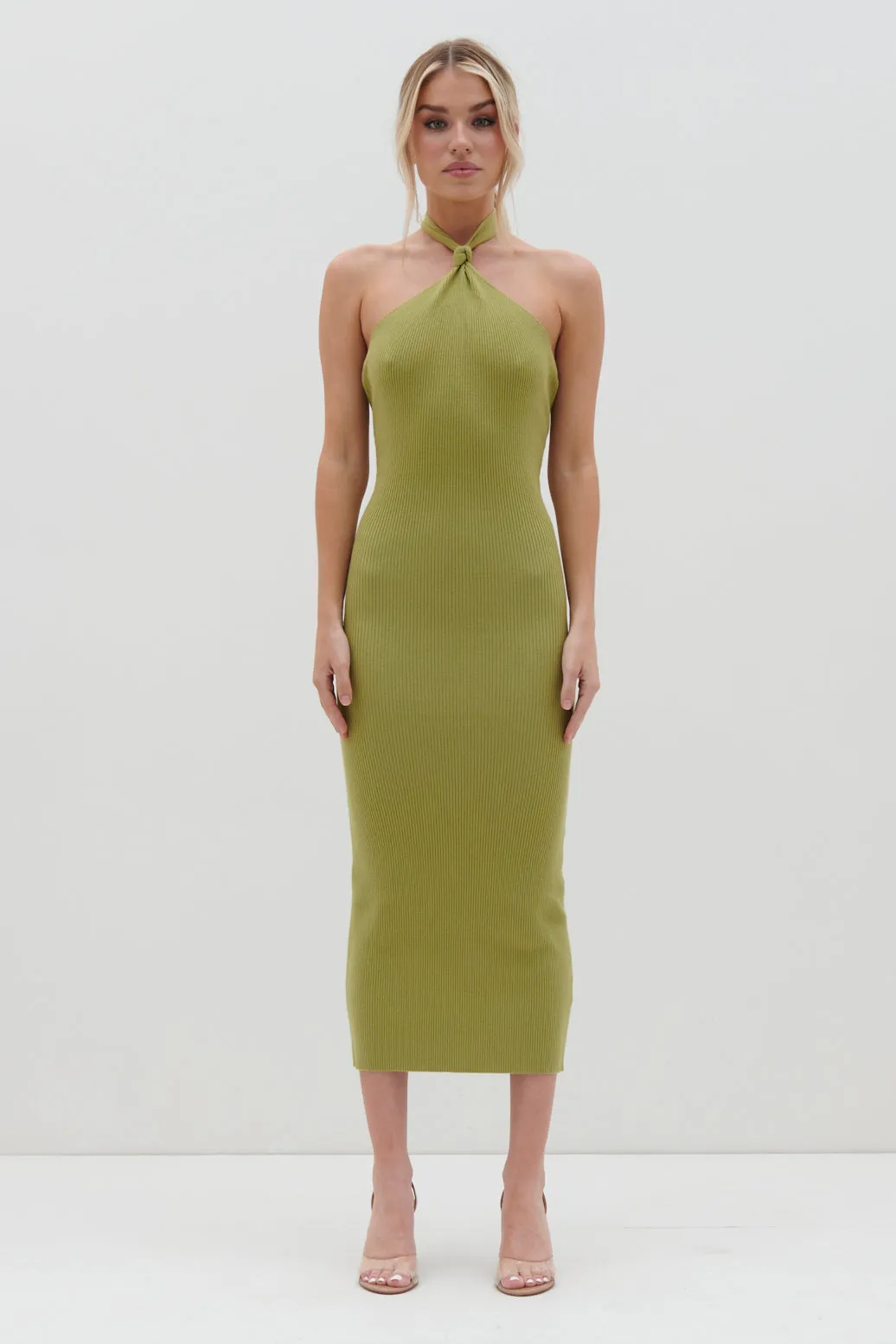 Kate Knot Midaxi Knit Dress - Tarragon Green sold by Pretty Lavish product image thumbnail 5