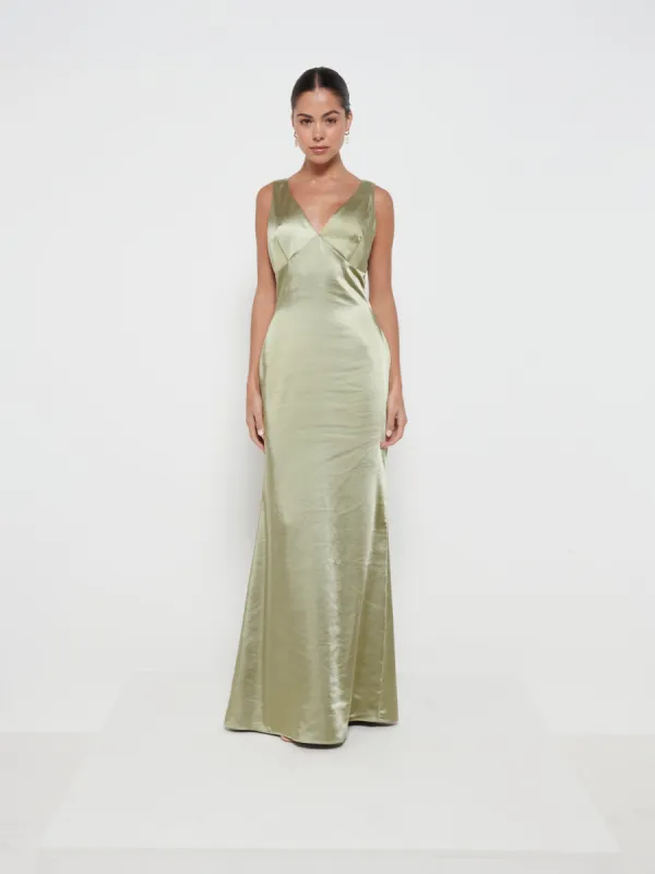 Piper Maxi Bridesmaid Dress - Matte Olive sold by Pretty Lavish