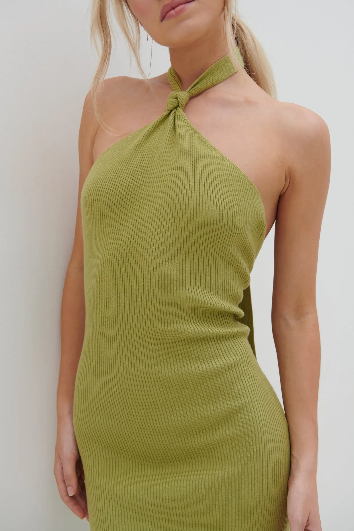 Kate Knot Midaxi Knit Dress - Tarragon Green sold by Pretty Lavish product image thumbnail 2