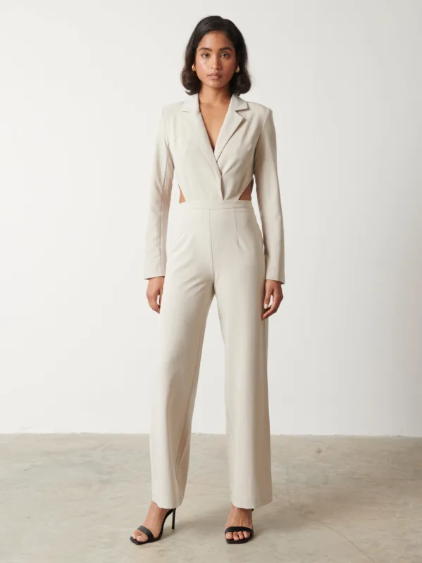 Marni Cut Out Jumpsuit - Stone sold by Pretty Lavish