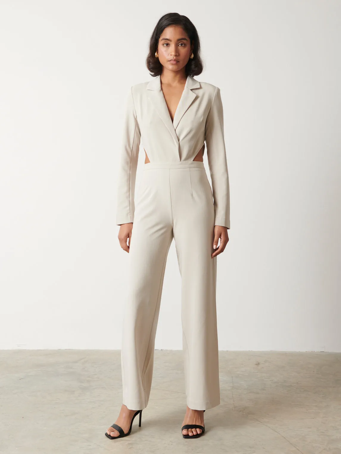 Marni Cut Out Jumpsuit - Stone sold by Pretty Lavish