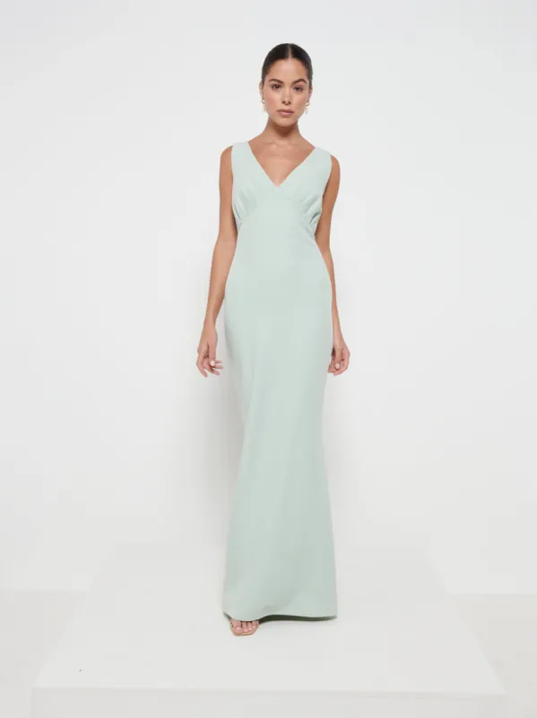 Esmee Crepe Maxi Bridesmaid Dress - Sage sold by Pretty Lavish