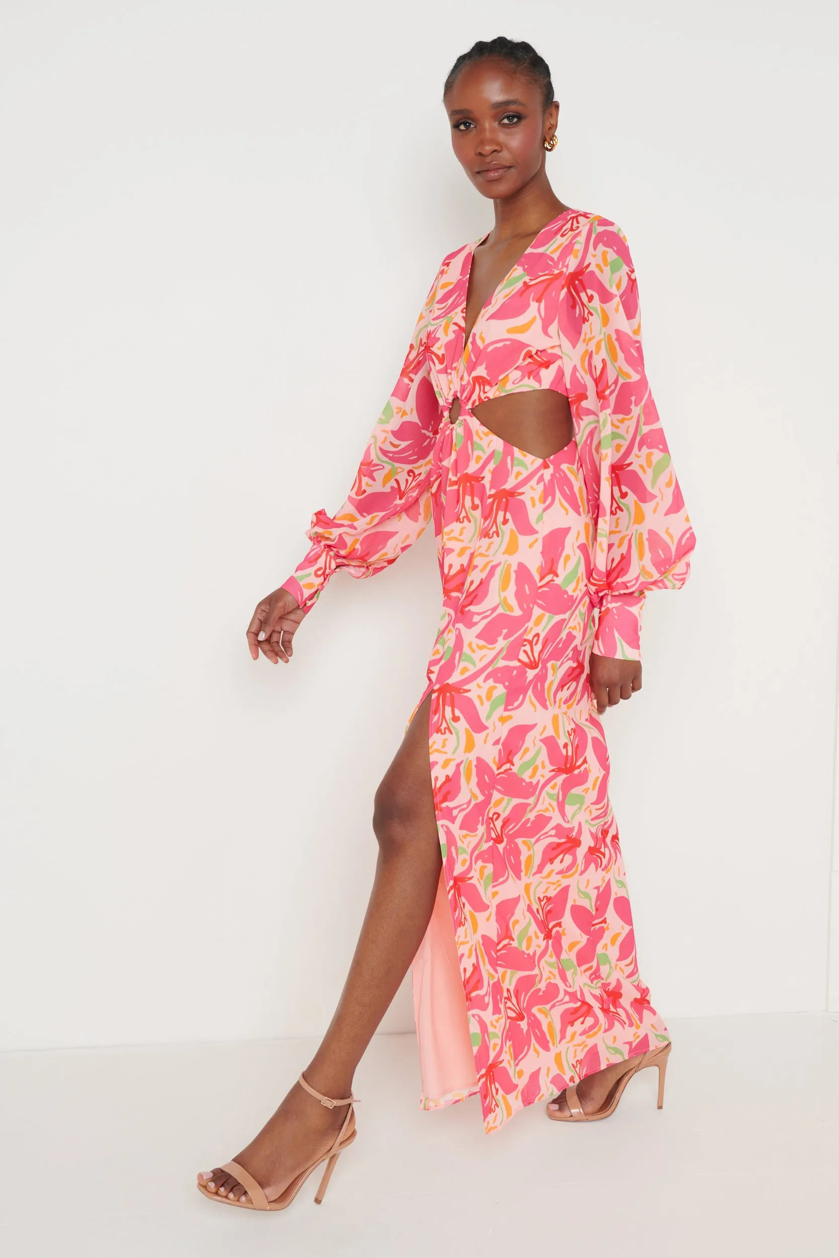 Odette Cut Out Maxi Dress - Pink Lily sold by Pretty Lavish