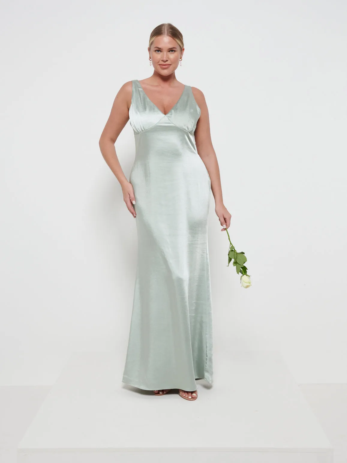Esmee Maxi Bridesmaid Dress - Matte Sage sold by Pretty Lavish