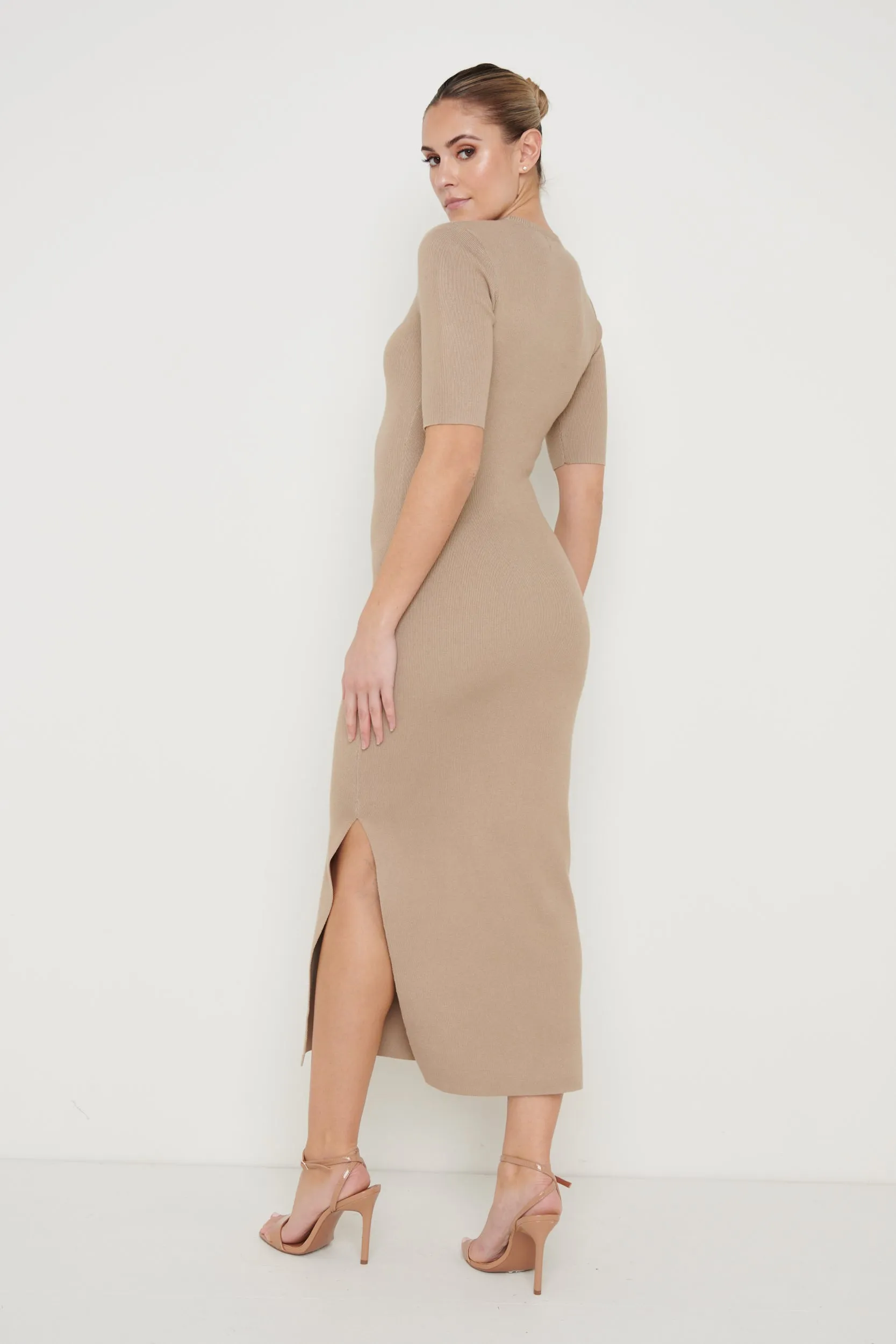 Rosa Midaxi Knit Dress - Stone sold by Pretty Lavish product image thumbnail 3