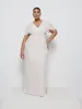 Edie Chiffon Maxi Bridesmaid Dress Curve - Champagne sold by Pretty Lavish