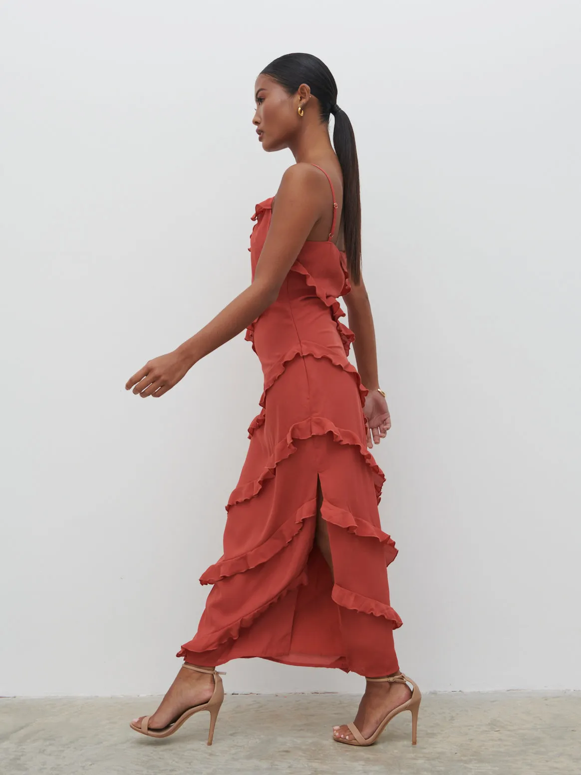 Nadine Ruffle Midaxi Dress - Dusky Rose sold by Pretty Lavish product image thumbnail 3