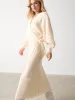 Aidan Cosy Wrap Dress - Cream sold by Pretty Lavish