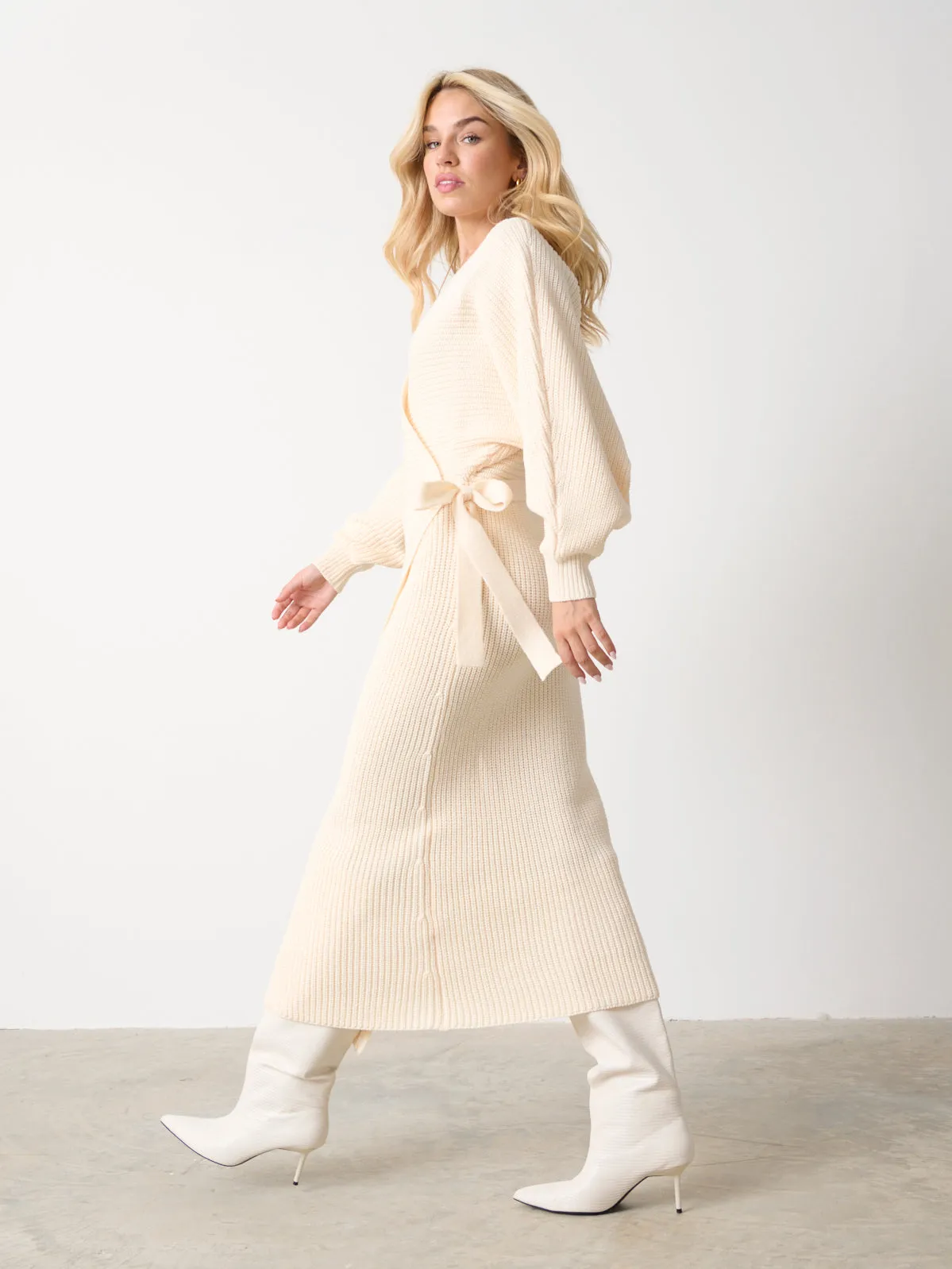 Aidan Cosy Wrap Dress - Cream sold by Pretty Lavish product image thumbnail 3