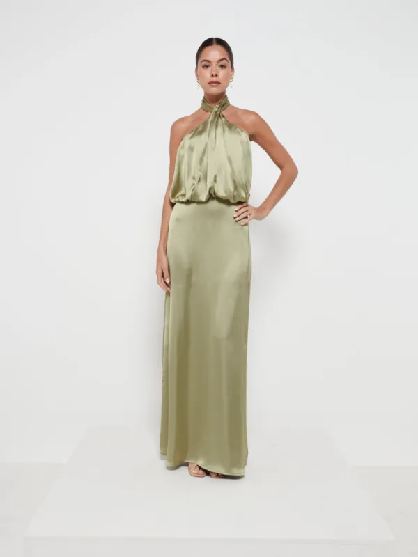 Sammie Recycled Maxi Bridesmaid Dress - Matte Olive sold by Pretty Lavish