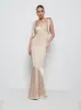 Piper Tie Maxi Bridesmaid Dress - Bronze sold by Pretty Lavish
