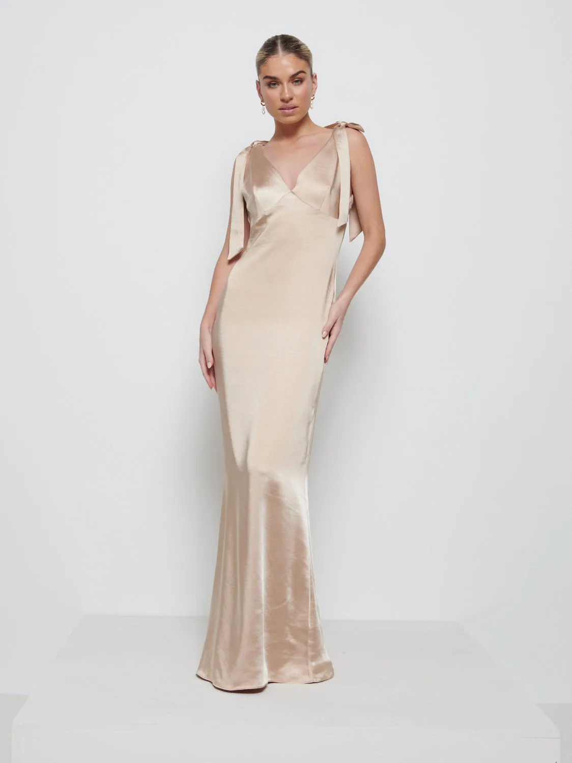 Piper Tie Maxi Bridesmaid Dress - Bronze sold by Pretty Lavish product image thumbnail 4