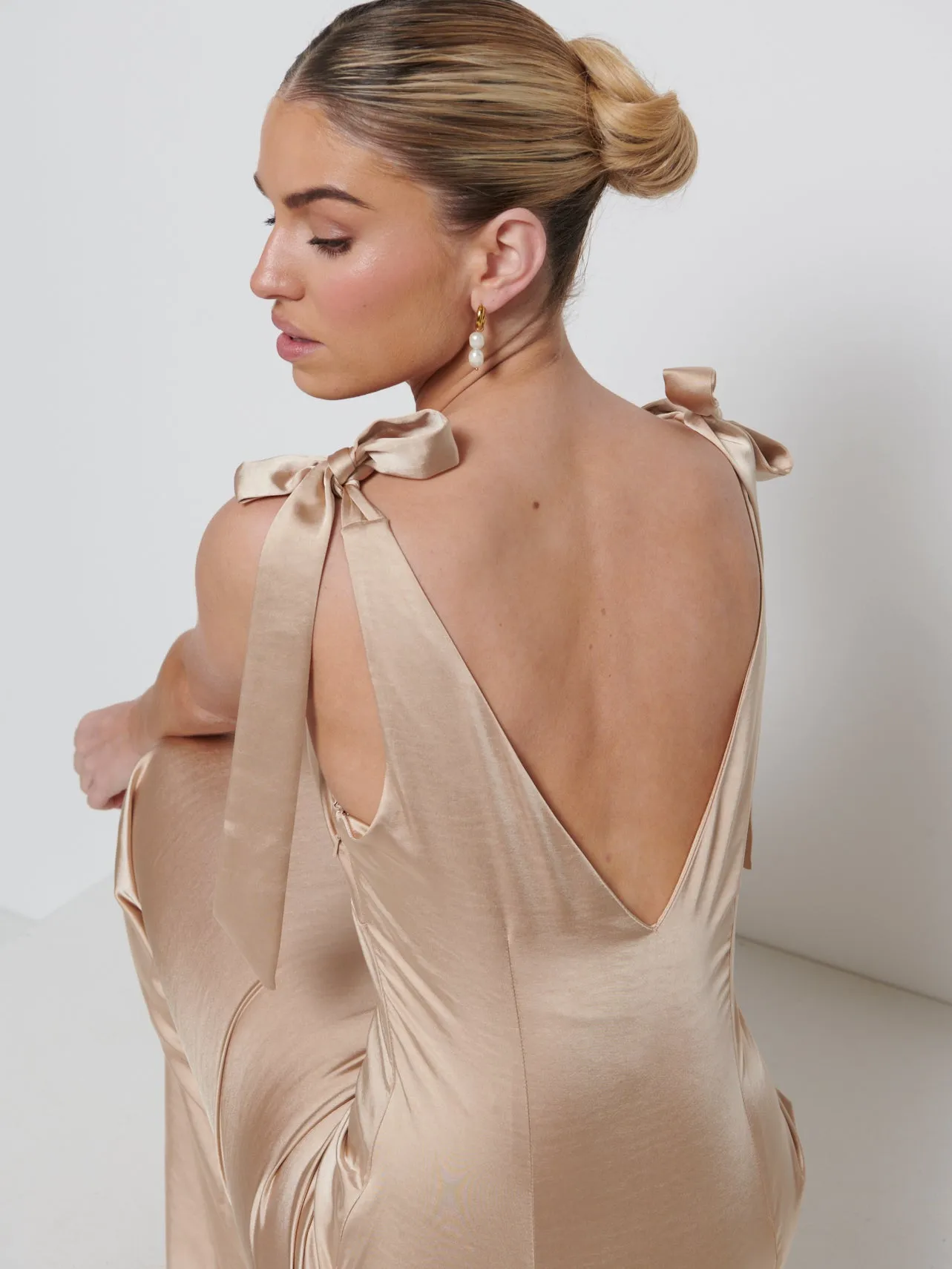 Piper Tie Maxi Bridesmaid Dress - Bronze sold by Pretty Lavish product image thumbnail 2