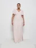 Edie Chiffon Maxi Bridesmaid Dress Curve - Blush sold by Pretty Lavish
