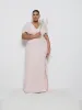 Edie Chiffon Maxi Bridesmaid Dress Curve - Blush sold by Pretty Lavish