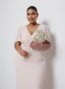 Edie Chiffon Maxi Bridesmaid Dress Curve - Blush sold by Pretty Lavish