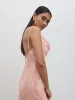 Keisha Ruched Chiffon Maxi Dress - Blush Abstract Leaf sold by Pretty Lavish