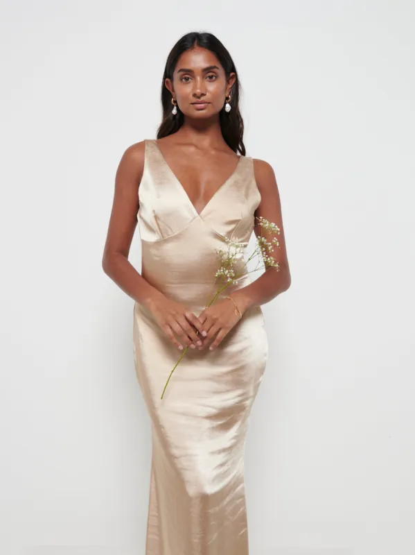 Piper Maxi Bridesmaid Dress - Matte Bronze sold by Pretty Lavish