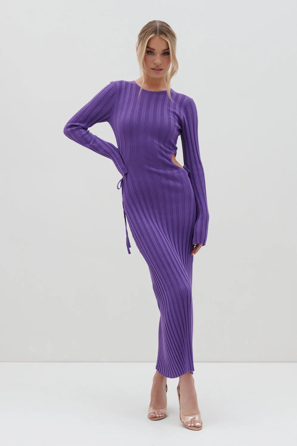 Dahlia Cut Out Maxi Knit Dress - Iris sold by Pretty Lavish