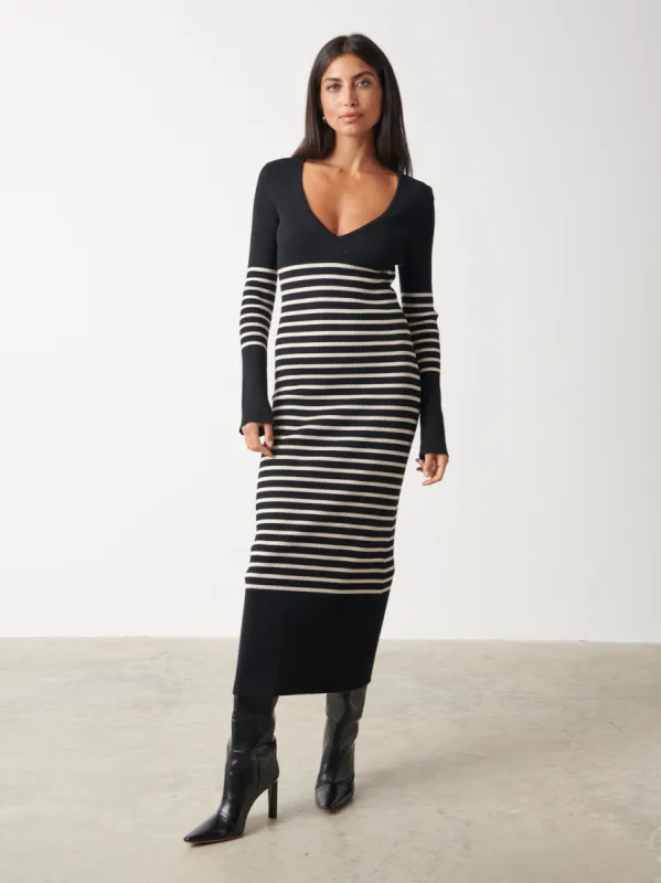 Vanessa Stripped Knit Dress - Black and White Stripe sold by Pretty Lavish