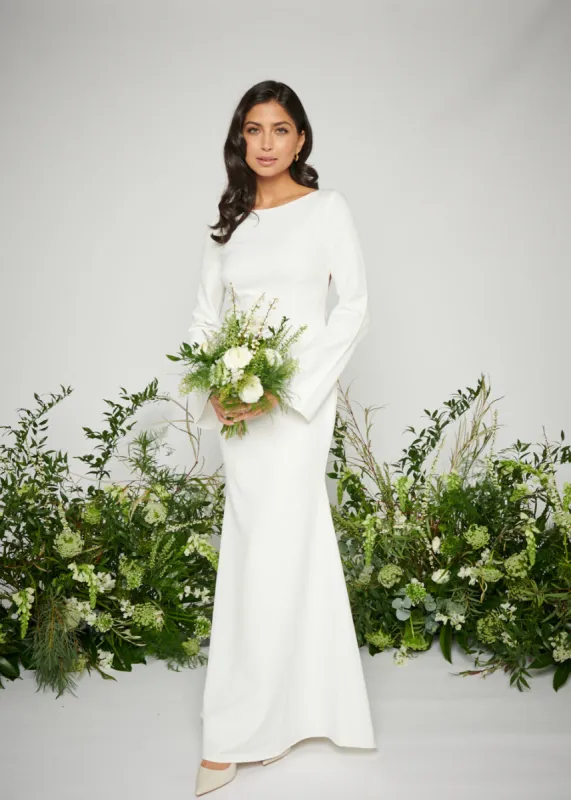 Olivia Backless Maxi Dress - White Crepe sold by Pretty Lavish